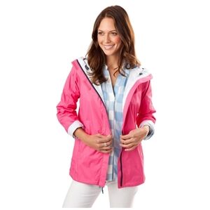 Southern Tide Wind Worthy Rain Slicker Bloom Pink Hooded Jacket - M